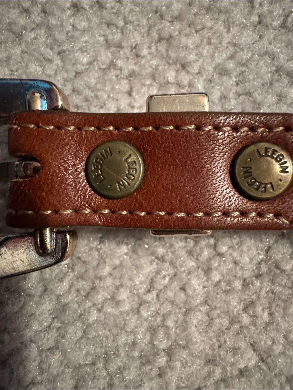 Vintage Leegin Silver Creek Leather  Western-Style Belt with Silver Animals